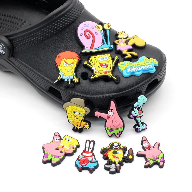 spongebob-squarepants-น่ารัก-crocs-ลายการ์ตูนอนิเมะ-jibbitz-shoe-charms-diy-ถอดได้-pvc-รองเท้าแตะ-decorate-accessories-ใช้สำหรับตกแต่งรองเท้าเด็ก