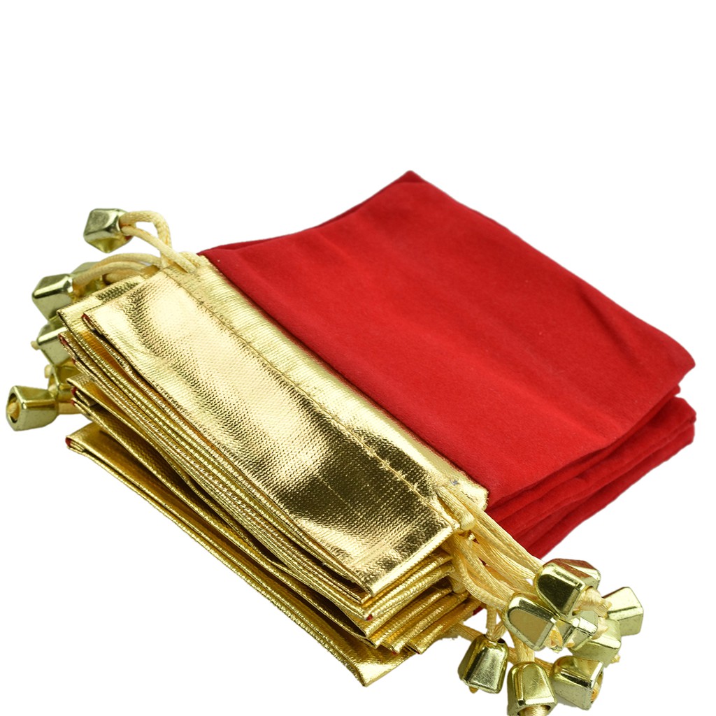 ภาพสินค้า2021 ใหม่ ถุงรูด ผ้ากํามะหยี่สีแดง แต่งขอบทอง 50 ใบ จากร้าน 1501537907400.th บน Shopee ภาพที่ 4