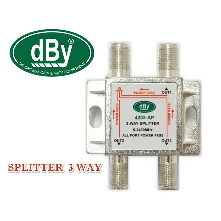 dBy Splitter อุปกรณ์แยกสัญญาณ ดาวเทียม รุ่น 4203 AP All Pass 3 way dBy ...
