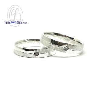 Finejewelthai แหวนคู่-แหวนเพชร-แหวนหมั้น-แหวนแต่งงาน-Couple-Diamond CZ-Wedding Ring-Silver-White Gold - RC3066cz