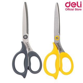 Deli 77758 Scissors กรรไกรสเตนเลส สำหรับตัดกระดาษและผ้า ขนาด 210 mm (8 1/4 นิ้ว) คละสี 1 ชิ้น อุปกรณ์ตัด อุปกรณ์สำนักงาน