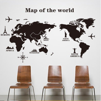 มีโค้ดลดเพิ่ม-10-บาท-สติ๊กเกอร์ติดผนัง-map-of-the-world