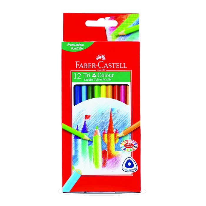 Faber Castell ดินสอสีไม้ TRI COLOR 12 สี ด้ามยาว #115853 | Shopee Thailand