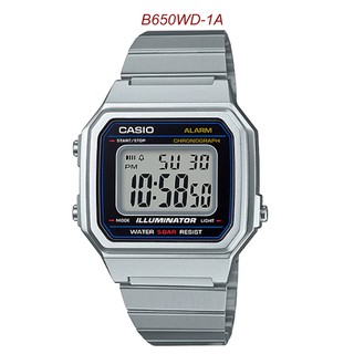 Casio Standard นาฬิกาข้อมือผู้หญิง ผู้ชาย สายสเตนเลสสตีล รุ่น B650WD-1A สีเงิน