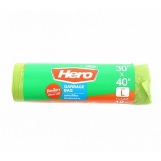 HERO ถุงขยะม้วน 30x40 นิ้ว สีเขียว (12 ใบ)