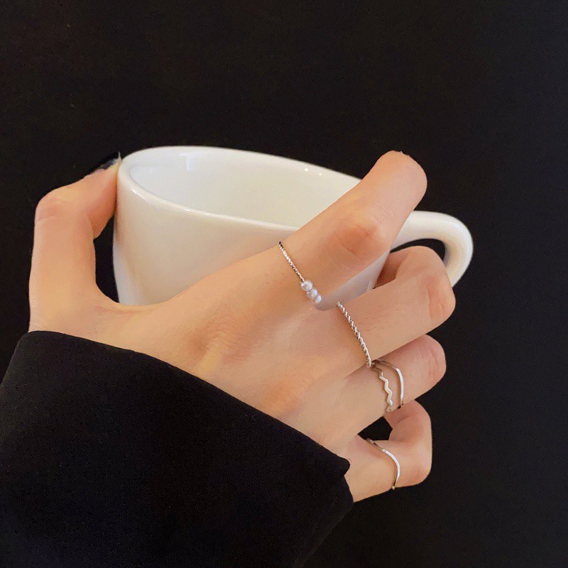 ชุดแหวนสวมนิ้ว-ทำจากโลหะ-สไตล์เกาหลี-แฟชั่นสําหรับคู่รัก