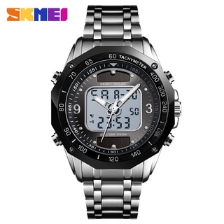 SKMEI Fashion Luxury Brand Watch Men 3Bar Waterproof Stainless Steel Strap Dual Display Quartz Men Watch