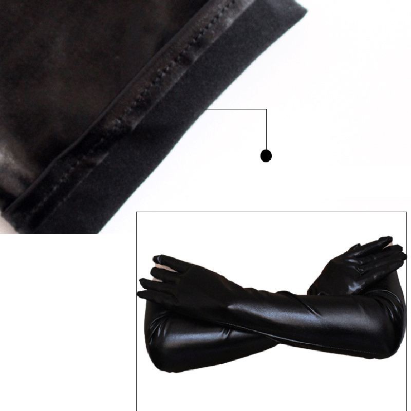 ภาพหน้าปกสินค้าถุงมือหนัง แบบยาว สีดำ จากร้าน uhktyltui123.th บน Shopee