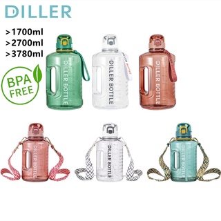 ภาพหน้าปกสินค้าDiller ขวดน้ําแรงจูงใจ ขนาดใหญ่ Tritan ไร้ BPA พร้อมเครื่องหมายเวลา (1700/2700/3780 มล.) ที่เกี่ยวข้อง