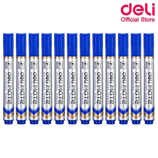 Deli U00330 Dry Erase Marker ปากกาไวท์บอร์ดปลอดสารพิษ ไม่มีกลิ่นฉุน แพ็ค 12 แท่ง หมึกน้ำเงิน เครื่องเขียน ปากกาไวท์บอร์ด ไวท์บอร์ด