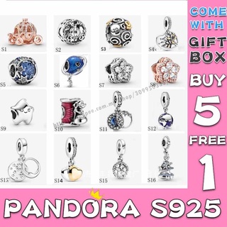 Pandora จี้ลูกปัด รูปดวงจันทร์ และดาว เกล็ดหิมะ แวววาว DIY สําหรับของขวัญวันเกิดผู้หญิง p825