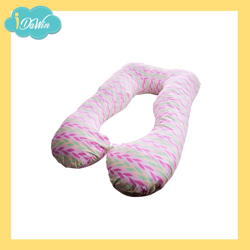 idawin-หมอนรองครรภ์รูปทรงตัว-u-ผ้า-cotton-pregnancy-pillow-u-shape-pink