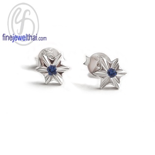 Finejewelthai-ต่างหูไพลิน-ไพลิน-ต่างหูเงินแท้-ต่างหูพลอย-พลอยเดือนเกิด-Blue-Sapphire-Silver-Earring-Birthstone-E1156bl-p