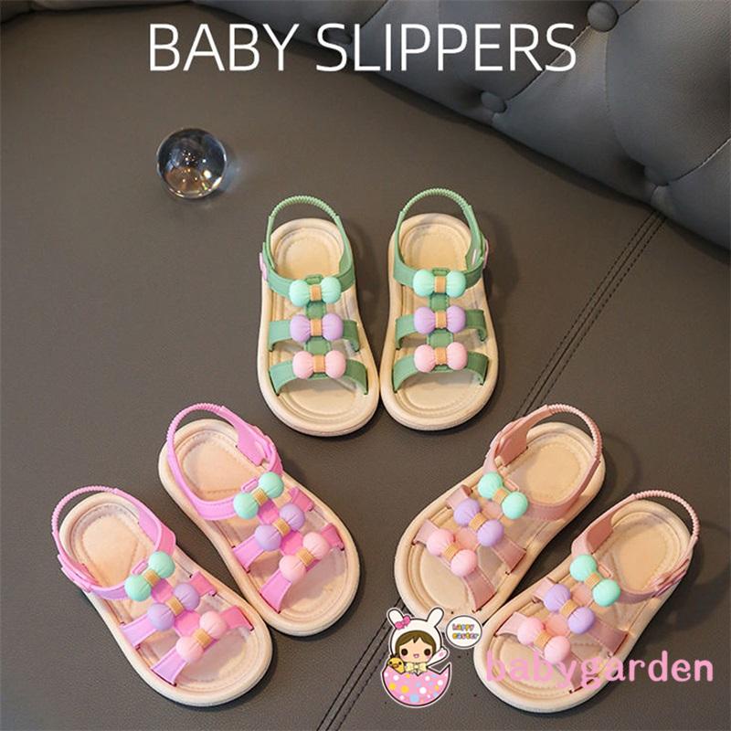 babygarden-รองเท้าแตะ-พื้นแบน-ประดับโบว์-กันลื่น-สีแคนดี้-แฟชั่นฤดูร้อน-สําหรับเด็กผู้หญิง