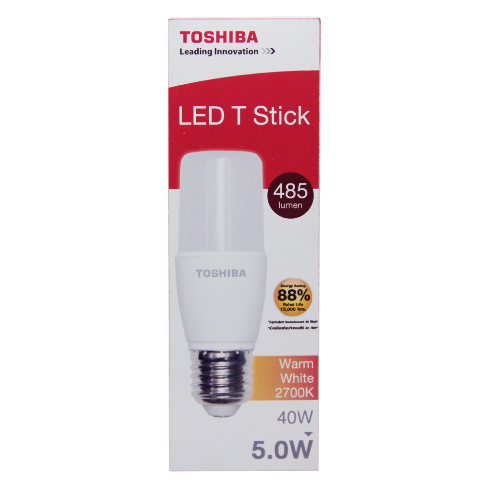TOSHIBA หลอดไฟแอลอีดี LED T Stick T7 ขั้ว E27 8W 850LM แสงสีขาว/สี ...