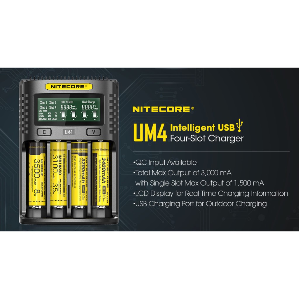 เครื่องชาร์จเปล่า Nitecore UM4 ของแท้(เช็คโค๊ดได้) | Shopee Thailand