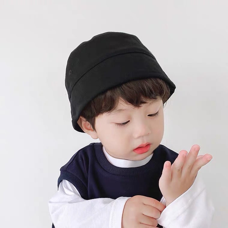 baile-japanese-childrens-hats-spring-and-autumn-boys-and-girls-flat-top-solid-color-fisherman-hat-baby-small-and-medium-childrens-basin-hat-bucket-hat