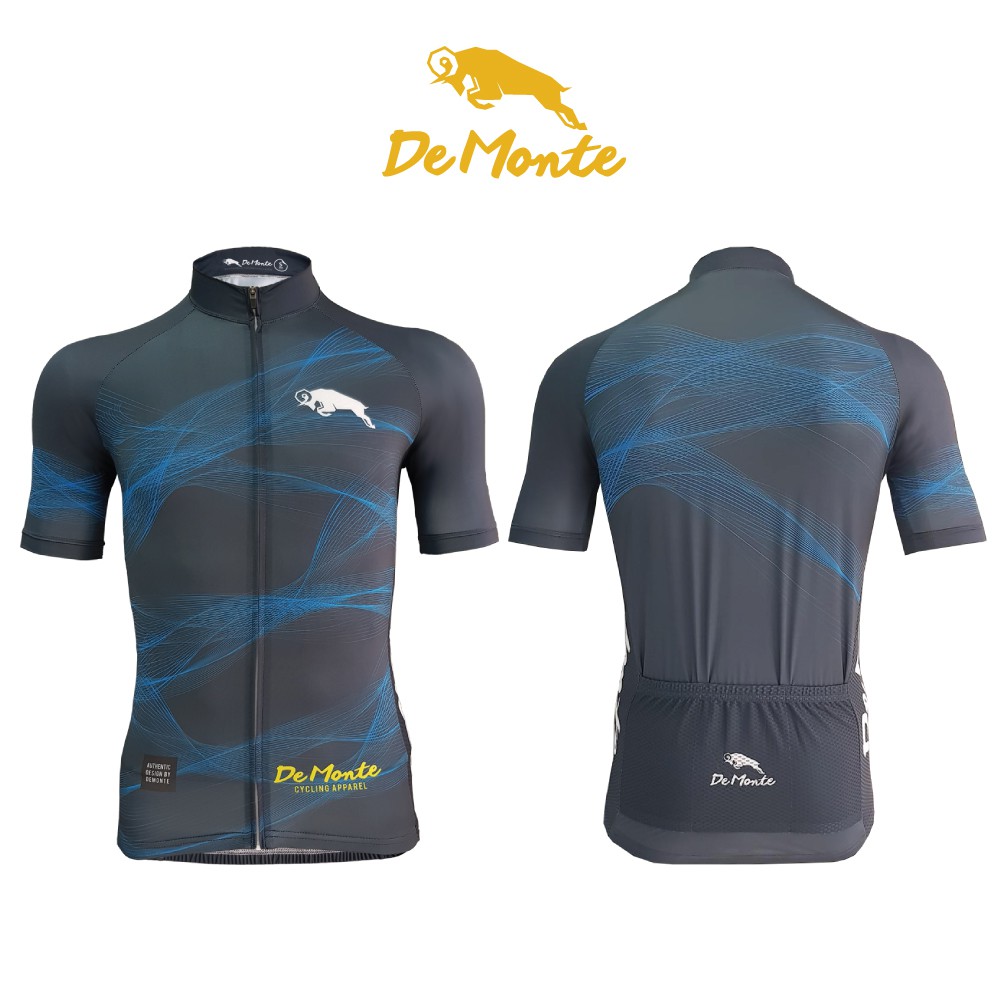 demonte-cycling-เสื้อจักรยานผู้ชาย-ลายเส้นสีน้ำเงิน-เนื้อผ้า-microflex-ระบายอากาศดีมาก
