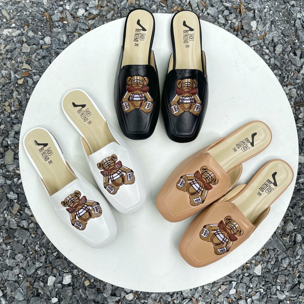 ภาพสินค้า(นุ้งหมีน่ารัก) รองเท้าเปิดส้นหนังนิ่ม พร้อมส่งแล้ววันนี้ ส่งของทุกวัน จากร้าน shoesbefriend บน Shopee ภาพที่ 6
