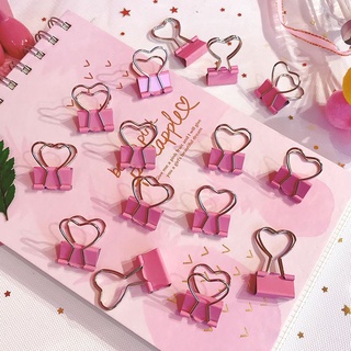 Girly Heart Pink Love คลิปหางยาว โฟลเดอร์นักเรียน ทดสอบกระดาษ คลิปตั๋ว คลิป มินิ น่ารัก คลิปเล็ก 10 &amp; &amp; *&amp;