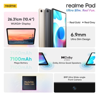 ภาพขนาดย่อของภาพหน้าปกสินค้าrealme Pad (4+64) wifi, 10.4" WUXGA+ display, 6.9mm ultra slim design, 7100mah mega battery, Dolby atoms จากร้าน realme.official.store บน Shopee ภาพที่ 2