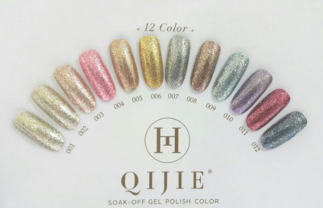 เซทสีทาเล็บเจล-qijie-12-ขวดพร้อมชาร์ทสีตัวอย่าง-1