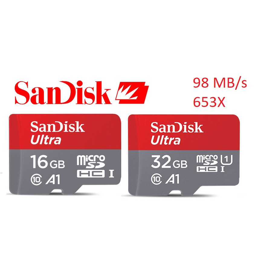 ภาพหน้าปกสินค้าSanDisk class 10 16GB 32GB memory card SD CARD ultra A1 U1 98 MB/s 653x เมมโมรี่ ประกัน10ปี​