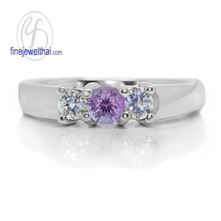 Finejewelthai-แหวนอะเมทิสต์-แหวนเงินแท้-แหวนพลอยแท้-Amethyst-Silver-Ring-R1012amt (เลือกสีตัวเรือนได้)