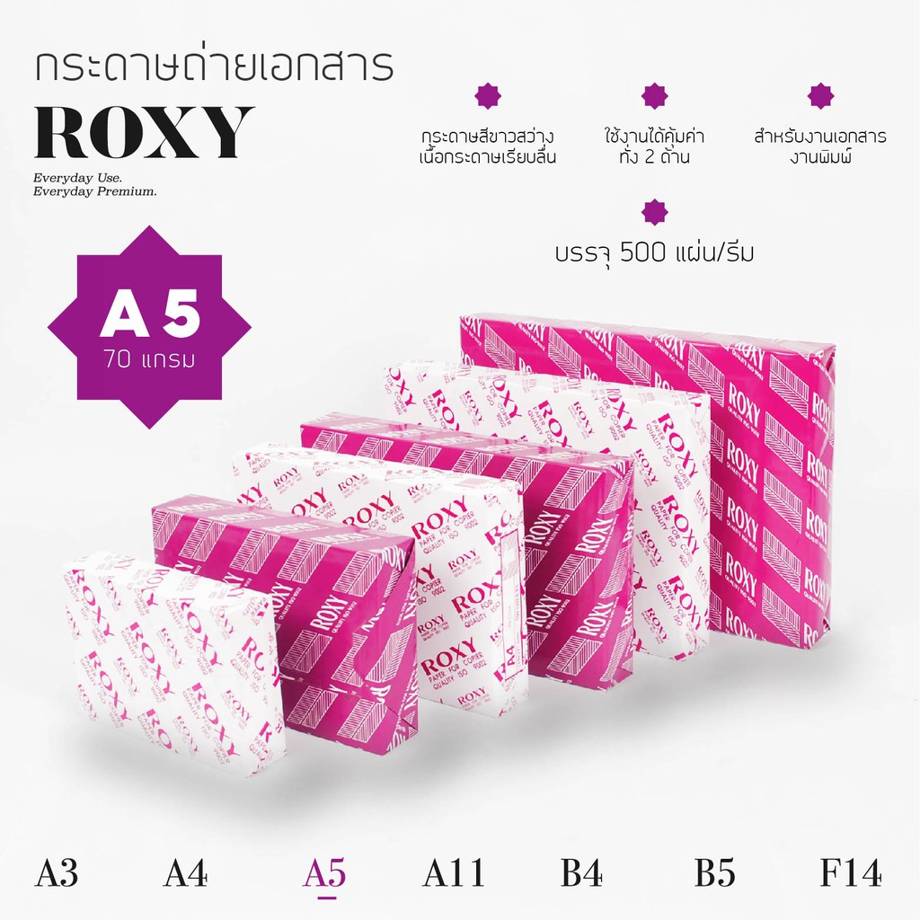 ภาพหน้าปกสินค้าพร้อมส่ง A5 70 แกรม ขนาดครึ่งA4  กระดาษถ่ายเอกสาร 500แผ่น Roxy