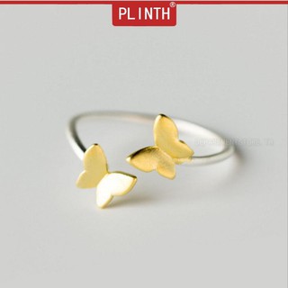 PLINTH แหวนทองคำ 24K แฟชั่นสีเปิดคู่ผีเสื้อ910