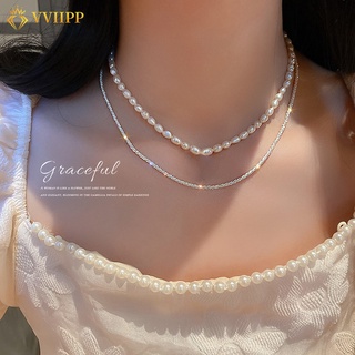 ภาพหน้าปกสินค้าFashion Korean Multilayer Necklace Pearl Chain Necklaces for Women Diamond Jewelry Accessories ที่เกี่ยวข้อง