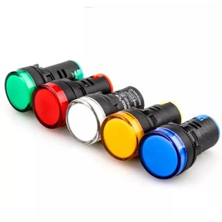 Pilot Lamp ไพลอตแลมป์ หลอดไฟแสดงสถานะหน้าตู้ควบคุม Pilot Status Lights Panel Mount LED Indicator 22mm 220VAC