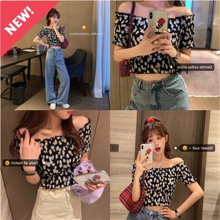 Bibifashion🌈 พร้อมส่ง เสื้อแฟชั่น เสื้อแฟชั่นเกาหลี เลื้อผ้าผู้หญิง เปิดไหล่ ผ้าชีฟอง *CL-1030