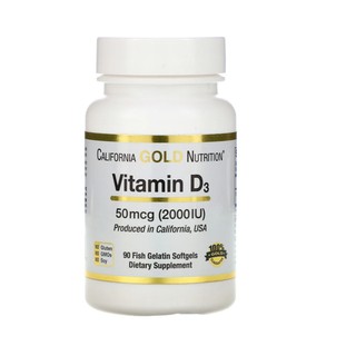 ภาพขนาดย่อของภาพหน้าปกสินค้าวิตามินดี3 อาหารเสริมวิตามินดี3 California Gold Nutrition, Vitamin D3, 125 mcg (5,000 IU), 90 Fish Gelatin Softgels จากร้าน puna_shop บน Shopee ภาพที่ 1