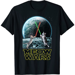 เสื้อยืดโอเวอร์ไซส์เสื้อยืด ผ้าฝ้าย พิมพ์ลายแมว Meow Wars สุดฮา เหมาะกับของขวัญ สําหรับผู้ชายS-4XL