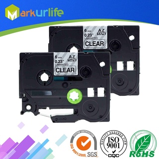 2 PCS Compatible for Brother TZe111 TZe-111 TZ111 Laminated label tape Black on Clear P-touch Makers 6mm x 8m