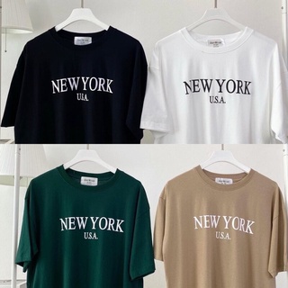 เสื้อยืดโอเวอร์ไซส์ลาย newyork (ผ้าคอตตอน) ใส่ได้ทั้งชาย-หญิง เสื้อยืดคอกลมผ้าฝ้าย