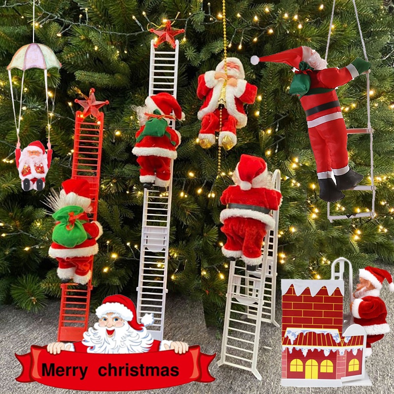 พร้อมส่ง-ซานตาคลอสปีนเชือกโดยอัตโนมัติ-ตกแต่งหน้าต่าง-ของขวัญคริสต์มาส-ของเล่นซานต้า-ไฟฟ้า-ของเล่นยัดไส้
