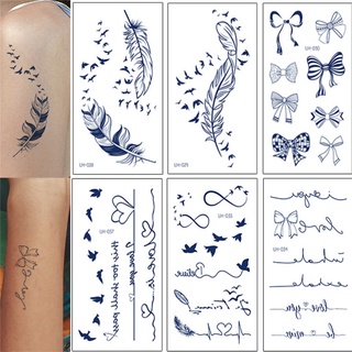 【Magic Tattoo】สติกเกอร์รอยสักชั่วคราว ลายขนนกนางแอ่น กันน้ํา ติดทนนาน 15 วัน