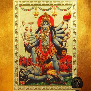 Ananta Ganesh ® รูป แผ่นทองพระแม่กาลี (เน้นชัยชนะทั้งปวง เงินทองมั่งคั่ง) พระแม่ทุรคา ผ่านพิธีสวดโบราณ A184 AG