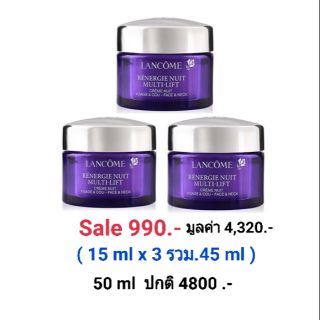 sale 990
.-  ( 15ml x 3 กระปุก )  Lancome Rénergie Nuit Multi-Lift Night Cream

15 ml  (3 กระปุก)