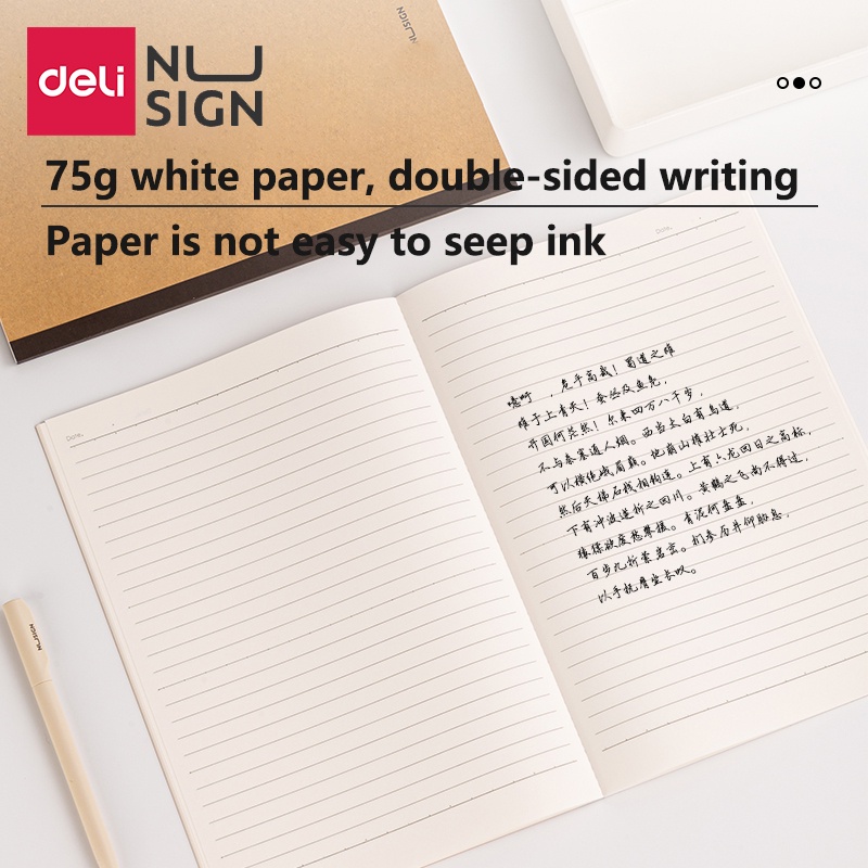 deli-สมุดโน๊ต-สมุดปกน้ำตาล-สมุด-กระดาษคราฟต์-ขนาด-a5-b5-70-แกรม-40-แผ่น-แบบเส้นตรง-จดโน๊ต-เขียนไดอารี่-notebook