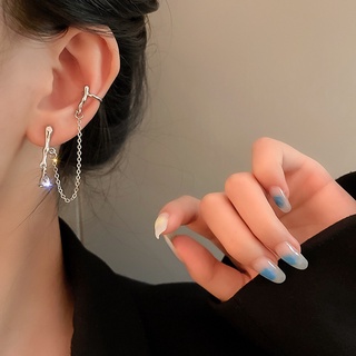 925 silver needle zircon diamond asymmetric earrings South Korea Dongdaemun simple lady fan earrings temperament earring