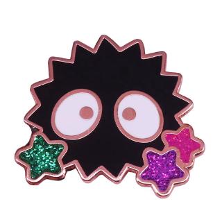 Soot sprite enamel pin glitter rainbow stars brooch Spirited Away badge anime jewelry cute ghost pins