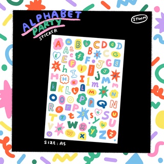 สินค้า Transparent Sticker : Alphabet Party สติกเกอร์ขอบใส ขนาด A5| Stickwithme4ev