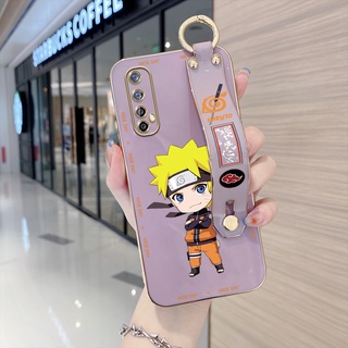 สําหรับ Realme 7 4G 5G 7 Pro 7i C17 X X7 Pro เคสโทรศัพท์มือถือแบบนิ่ม TPU ลายการ์ตูนนารูโตะ Uzumaki พร้อมสายรัดข้อมือ หรูหรา