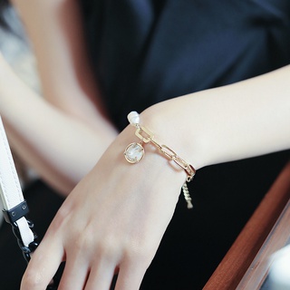 Japanese and Korean style freshwater pearl diamond-studded smiley face digital bracelet hip-hop temperament bracelet bra