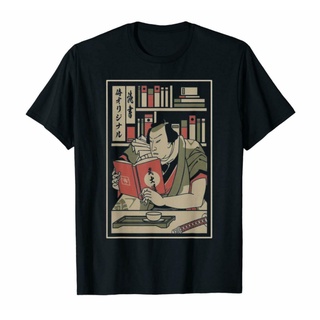 ขายดี!เสื้อยืด ผ้าฝ้าย พิมพ์ลาย R1 Samurai Reading Book Gaining Knowge สีดํา สําหรับคู่รัก Samurai OIgjno68NMfkmm97S-5XL