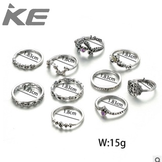 Purple diamond and gemstone ring set Hollow twist palm crown joint set of 10 pieces for girls