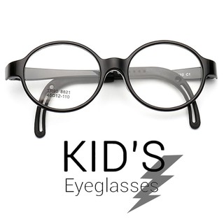 KOREA แว่นตาแฟชั่นเด็ก แว่นตาเด็ก รุ่น 8821 C-1 สีดำเงา ขาข้อต่อ วัสดุ TR-90 (สำหรับตัดเลนส์) เบาสวมไส่สบาย